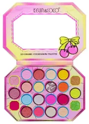 Paleta de Machiaj KEVIN & COCO Pink Cherry Fard de Pleoape 22 culori 19 x 13.7 x 1.3 cm 