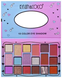 Palete de Machiaj KEVIN & COCO Pink Blue Fard de Pleoape 18 culori 19.3 x 12 x 1.4 cm 