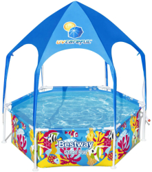 Piscina Bestway Familie Copii Rotunda Acoperis Parasolar Sistem de Stropire Gradina Cadru Metal 183 x 51cm LIVRARE GRATUITA 