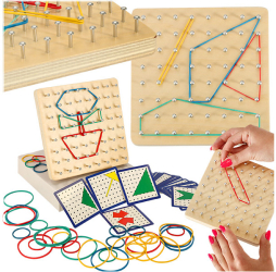 Puzzle din lemn pentru forme cu benzi de cauciuc 15 x 15 x 2.3 cm 