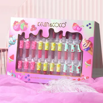 Set de Buze KEVIN & COCO 36 Lip Gloss-uri Model Capac cu Fructe 32.3 x 24.3 x 2.4 cm Multicolor 