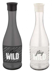 Sticla cu capac 1l RAKI cu decor Stay Wild din sticla diferite culori 