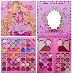 Trusa de Machiaj KEVIN & COCO Princess Palette. Fard de Pleoape Iluminator Corector Ruj 79 culori 19.7 x 20 x 2 cm 