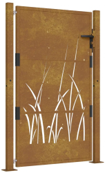 vidaXL Poarta pentru gradina 105x130 cm otel corten model iarba 