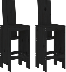vidaXL Scaune de bar 2 buc. negru 40x42x120 cm lemn masiv de pin 