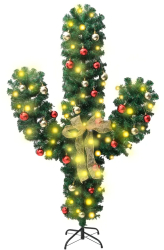 vidaXL Cactus de Craciun cu suport si LED verde 180 cm PVC 
