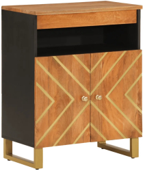 vidaXL Dulap lateral maro si negru 60x33 5x75 cm lemn masiv de mango 