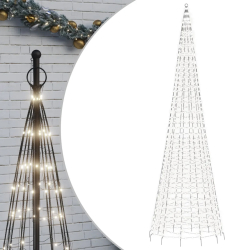 vidaXL Lumina brad de Craciun pe catarg 1534 LED-uri alb rece 500 cm 
