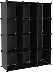 vidaXL Organizator cub de depozitare 12 cuburi negru PP 