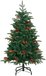 vidaXL Pom Craciun artificial cu balamale conuri fructe rosii 150 cm 