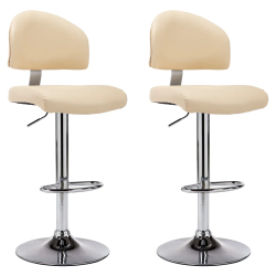 vidaXL Scaune de bar 2 buc. crem piele ecologica 