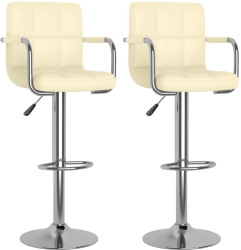 vidaXL Scaune de bar 2 buc. crem piele ecologica 
