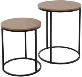 H and S Collection Set masa laterala 2 piese cu blat lemn natural/negru 