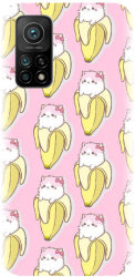 Husa din silicon compatibila cu Xiaomi Mi 10t 5g - model Banana Cats 