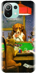 Husa din silicon compatibila cu Xiaomi Mi 11 Lite LTE 4G / 5G / NE - model Dogs Playing Poker 