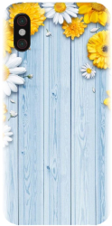 Husa din silicon compatibila cu Xiaomi Mi 8 Pro - model Sunflower On Blue Wood 