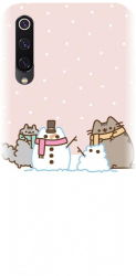 Husa din silicon compatibila cu Xiaomi Mi 9 - model Cat And Snowman 