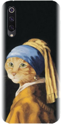 Husa din silicon compatibila cu Xiaomi Mi 9 - model Cat With A Pearl Earring 