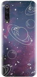 Husa din silicon compatibila cu Xiaomi Mi 9 - model Cosmic Drawn Map 