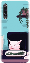 Husa din silicon compatibila cu Xiaomi Mi 9 - model Pixel Art Cat Meme 