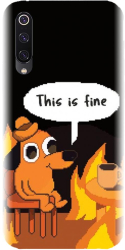 Husa din silicon compatibila cu Xiaomi Mi 9 - model Pixel Art This Is Fine 