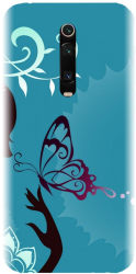 Husa din silicon compatibila cu Xiaomi Mi 9T - model Blue Butterfly