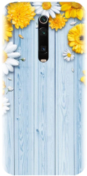 Husa din silicon compatibila cu Xiaomi Mi 9T Pro - model Sunflower On Blue Wood 