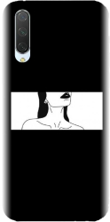 Husa din silicon compatibila cu Xiaomi Mi CC9 - model Line Art Buze Negre 