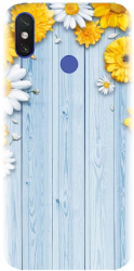 Husa din silicon compatibila cu Xiaomi Mi Max 3 - model Sunflower On Blue Wood 