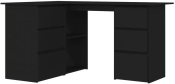 vidaXL Birou de colt negru 145x100x76 cm lemn prelucrat 