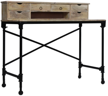 vidaXL Birou de scris lemn masiv de mango si otel 110 x 50 x 96 cm 