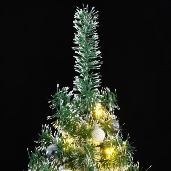 vidaXL Brad Craciun artificial 300 LED/globuri/zapada pufoasa 240 cm 