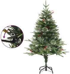 vidaXL Brad de Craciun pre-iluminat conuri de pin verde 120 cm PVC/PE 
