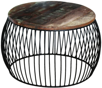 vidaXL Masuta de cafea 68x37 cm lemn masiv reciclat rotund 