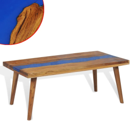 vidaXL Masuta de cafea Lemn de tec cu rasina epoxidica 100x50x40 cm 