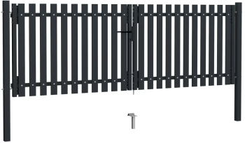 vidaXL Poarta de gard dubla antracit 306 x 150 cm otel 