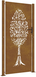 vidaXL Poarta de gradina 105x205 cm otel corten model copac 