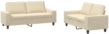 vidaXL Set de canapele 2 piese crem material textil 