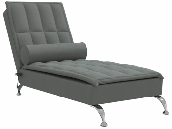 vidaXL Sezlong de masaj cu sprijin gri inchis material textil 
