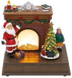 Acasa diorama semineu iluminat Mos Craciun 