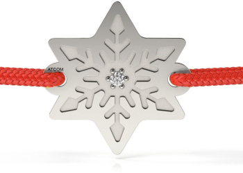 Bratara din argint cu snur model Fulg de diamant 