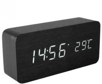 Ceas desteptator digital cu LED-uri - lambriuri din lemn real - poate fi activat in aplauze
