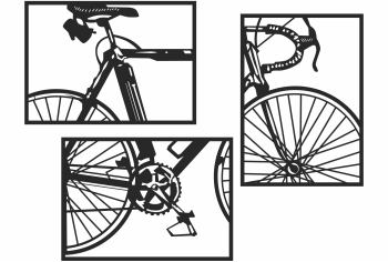 Decor perete Personalizabil 3 Parti Bicicleta HHH420 din lemn - 51 L x 39 H cm 