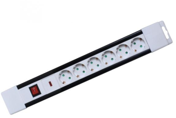 Distribuitor de alimentare protejat la supratensiune la domiciliu - 2 m - comutat - H05VV-F Cablu 3G1.5 mm2 - design IP20 - 6 prize - max. 3 
