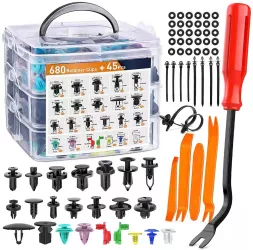 Kit demontat interior auto Adsinio 5 piese 725 cleme si clipsuri 1 surubelnita demontare 