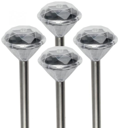 Set de lampi solare de gradina pentru acasa - 4 buc - 1 buc LED - metal si plastic - automat - cap de cristal 