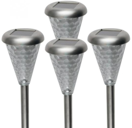Set lampi solare de gradina - 4 buc - 1 buc LED - metal - sticla si plastic - automat 
