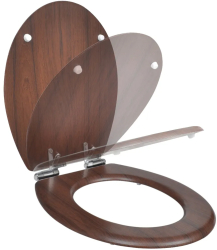 vidaXL Capac WC cu inchidere silentioasa maro MDF design simplu 