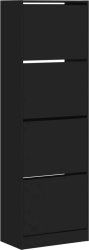 vidaXL Dulap de pantofi cu 4 sertare rabatabile negru 60x34x187 5 cm 