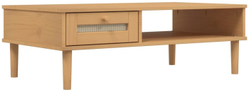 vidaXL Masa de cafea SENJA aspect ratan maro 100x55x33 cm lemn masiv 